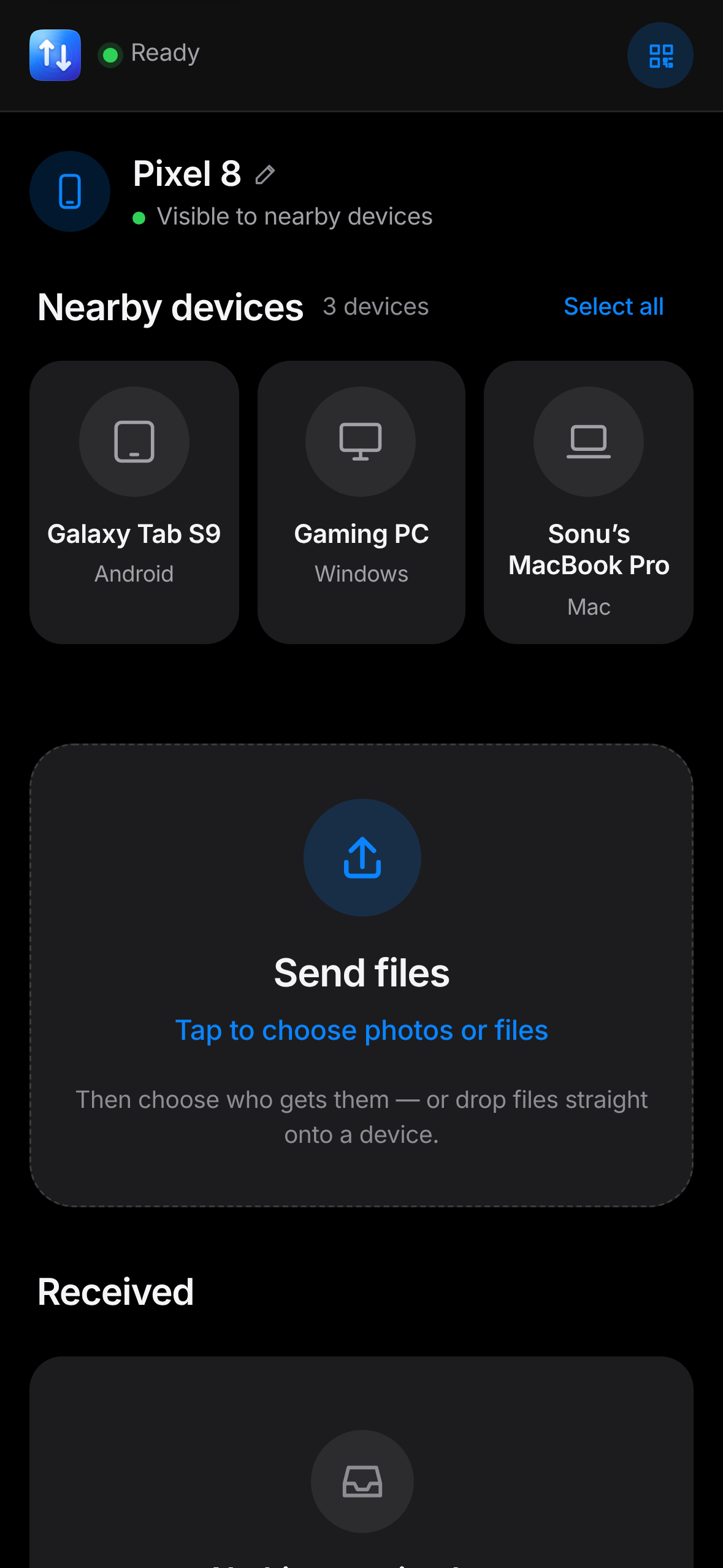 Phone layout in dark mode